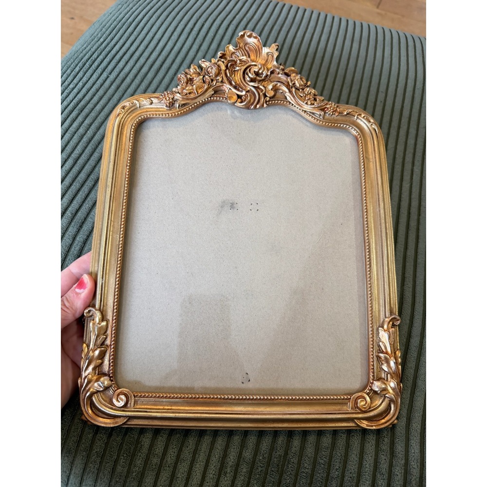 Vintage Gold Ornate Picture Frame Arched Floral Scrollwork 8x10‎ Tabletop Wall